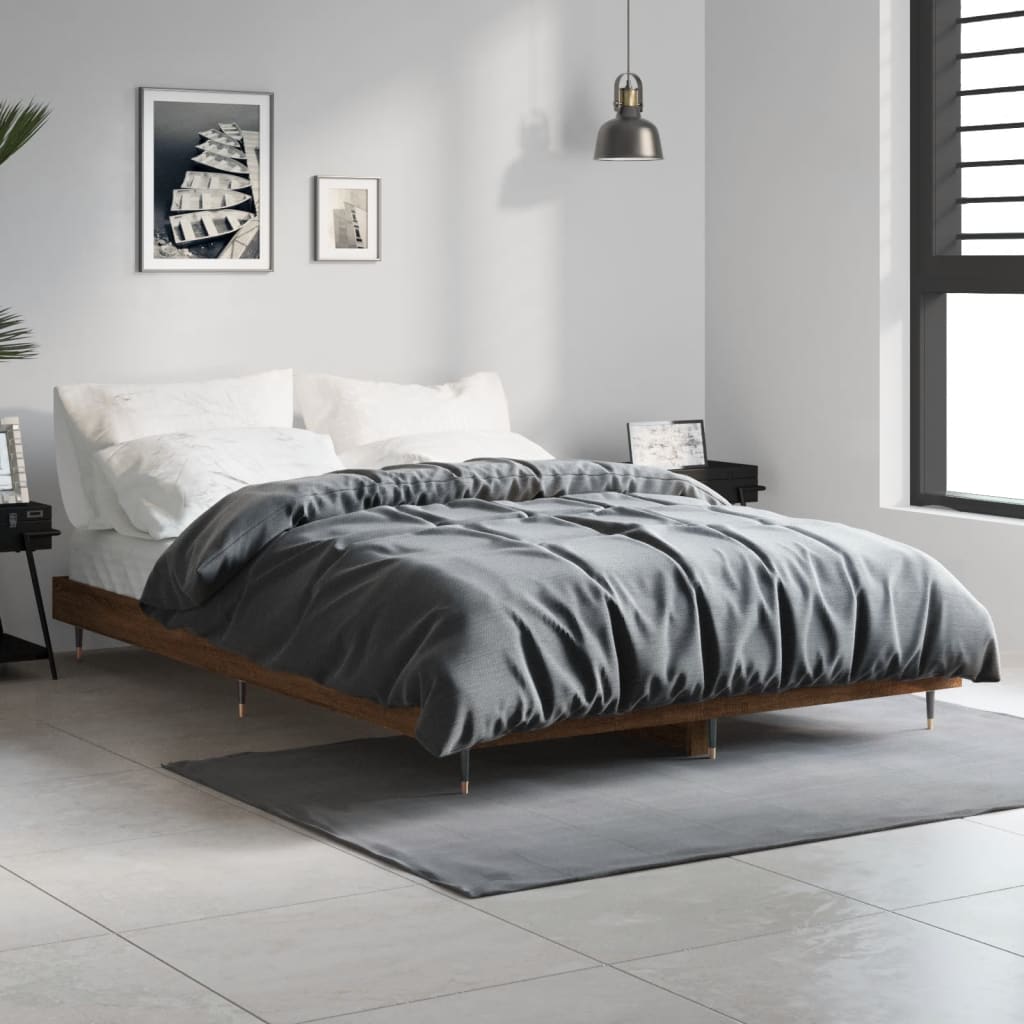 Bed Frame without Mattress Brown Oak 120x190 cm Small Double Engineered Wood | Luxury Home Accessories | Heulog Glow
