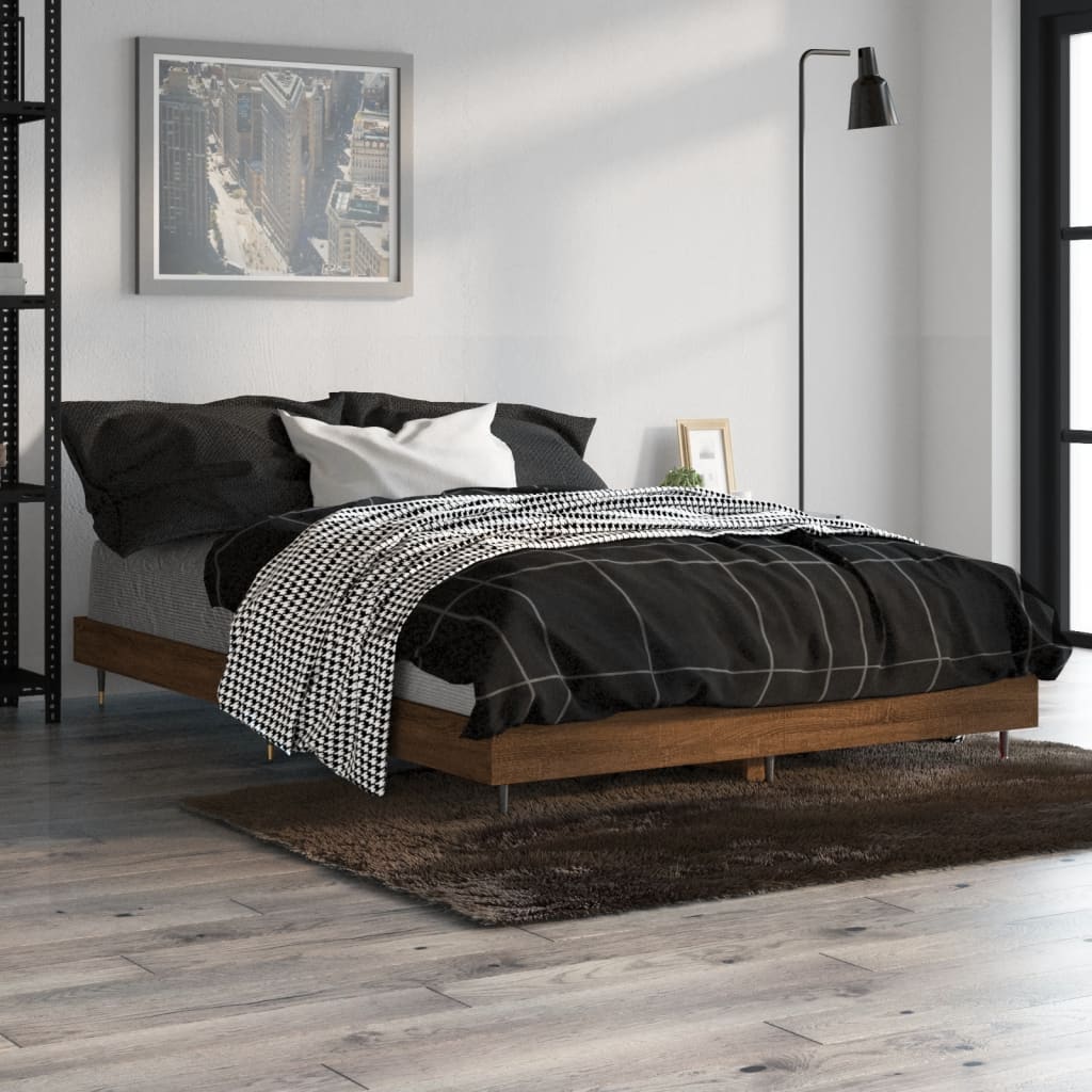 Bed Frame without Mattress Brown Oak 120x190 cm Small Double Engineered Wood | Luxury Home Accessories | Heulog Glow