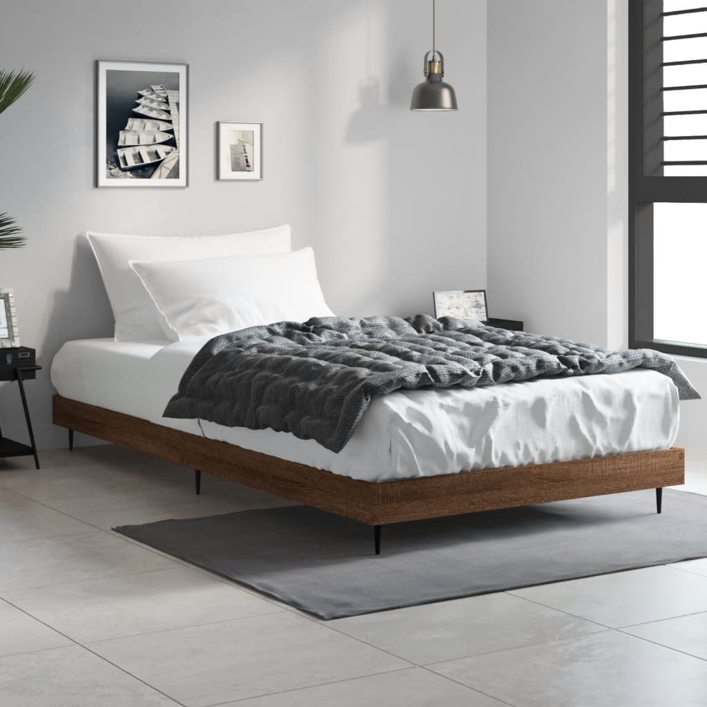 Bed Frame without Mattress Brown Oak 90x200 cm Engineered Wood | Luxury Home Accessories | Heulog Glow