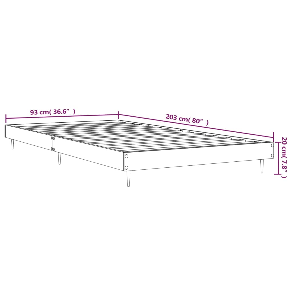 Bed Frame without Mattress Brown Oak 90x200 cm Engineered Wood | Luxury Home Accessories | Heulog Glow