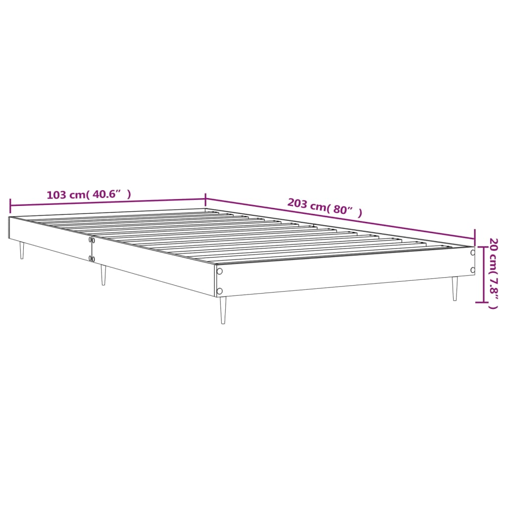 Bed Frame without Mattress Concrete Grey 100x200 cm | Luxury Home Accessories | Heulog Glow