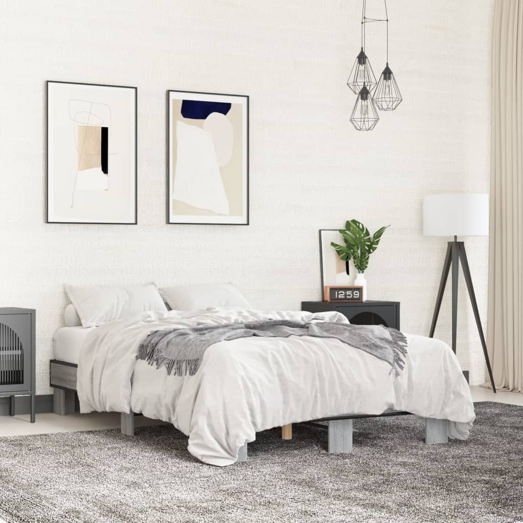 Bed Frame without Mattress Grey Sonoma 140x200 cm | Luxury Home Accessories | Heulog Glow