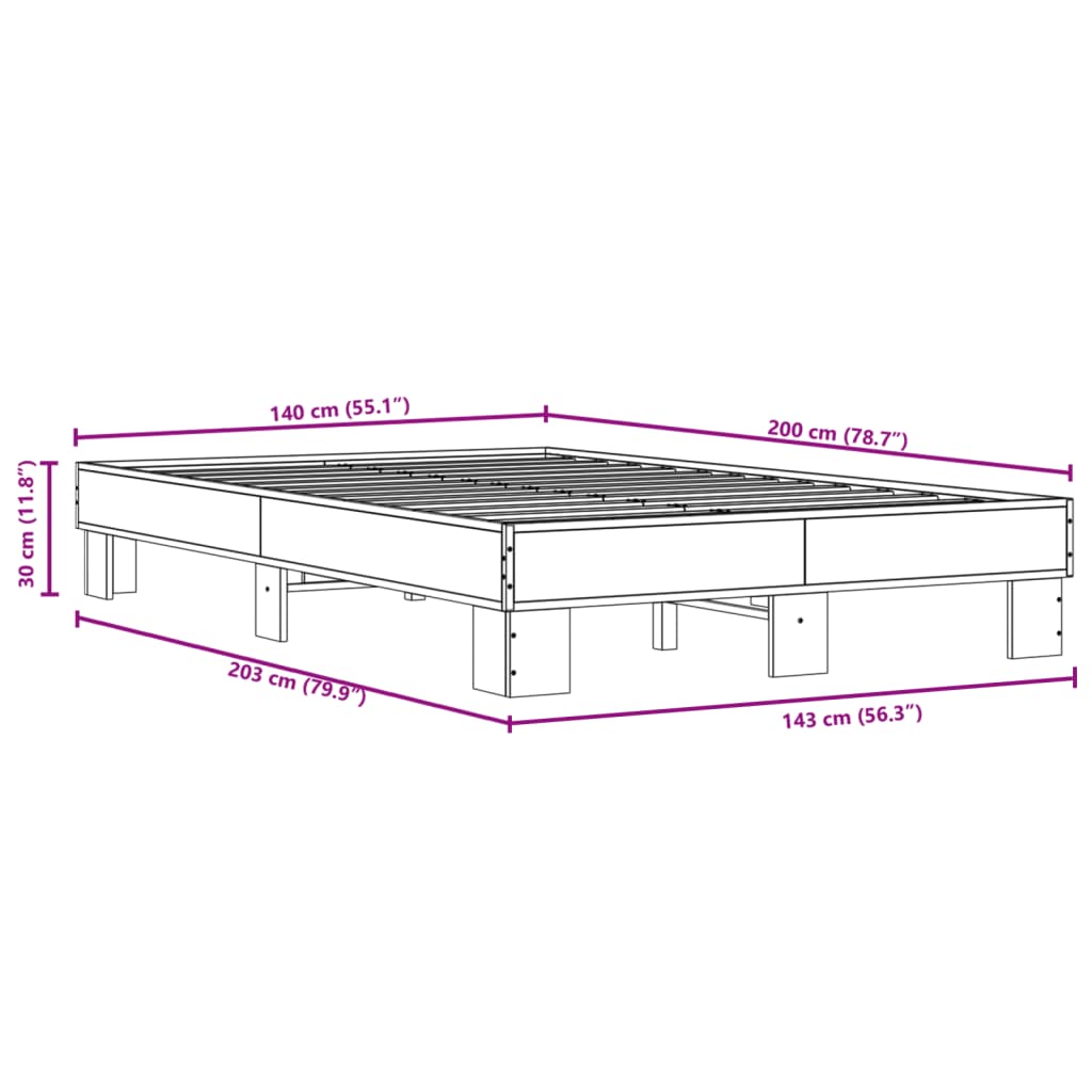 Bed Frame without Mattress Grey Sonoma 140x200 cm | Luxury Home Accessories | Heulog Glow