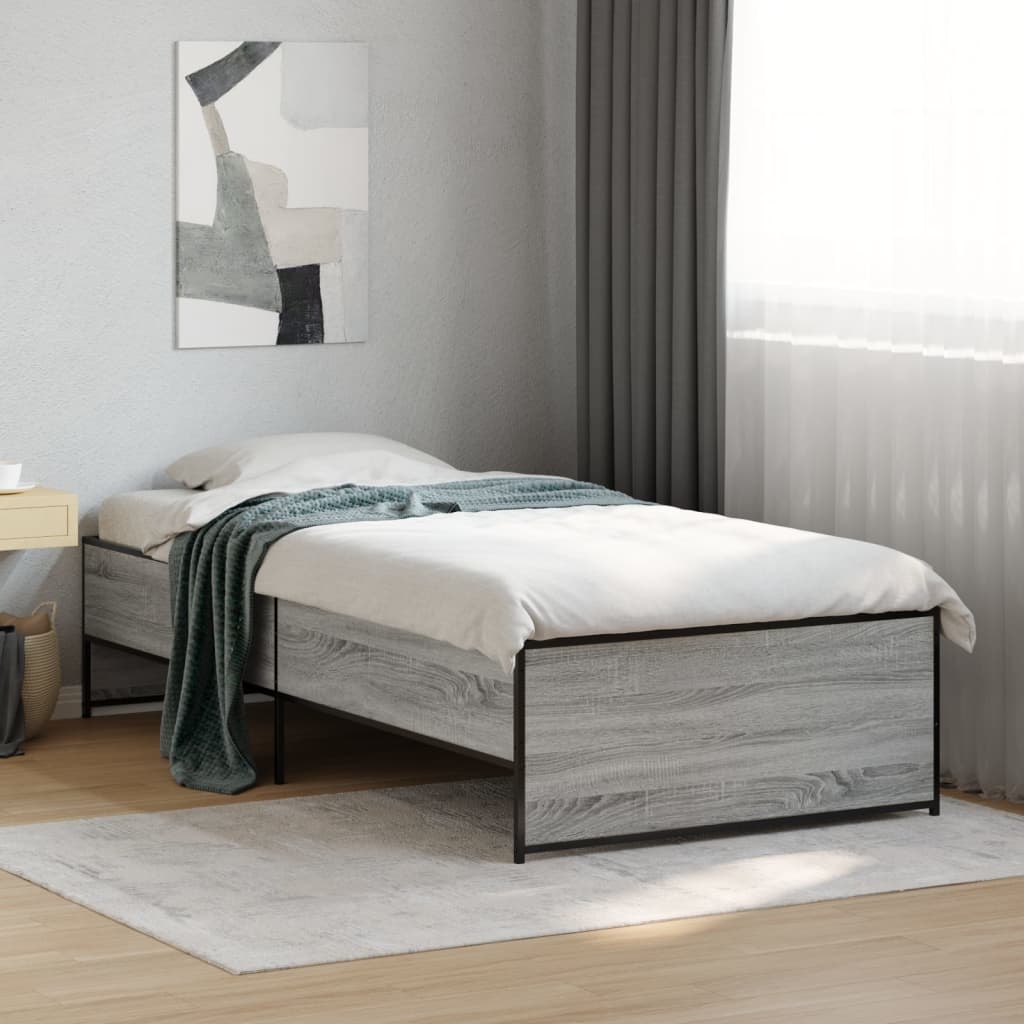 Bed Frame without Mattress Grey Sonoma 75x190 cm Small Single | Luxury Home Accessories | Heulog Glow