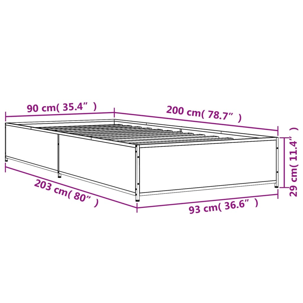 Bed Frame without Mattress Grey Sonoma 90x200 cm | Luxury Home Accessories | Heulog Glow