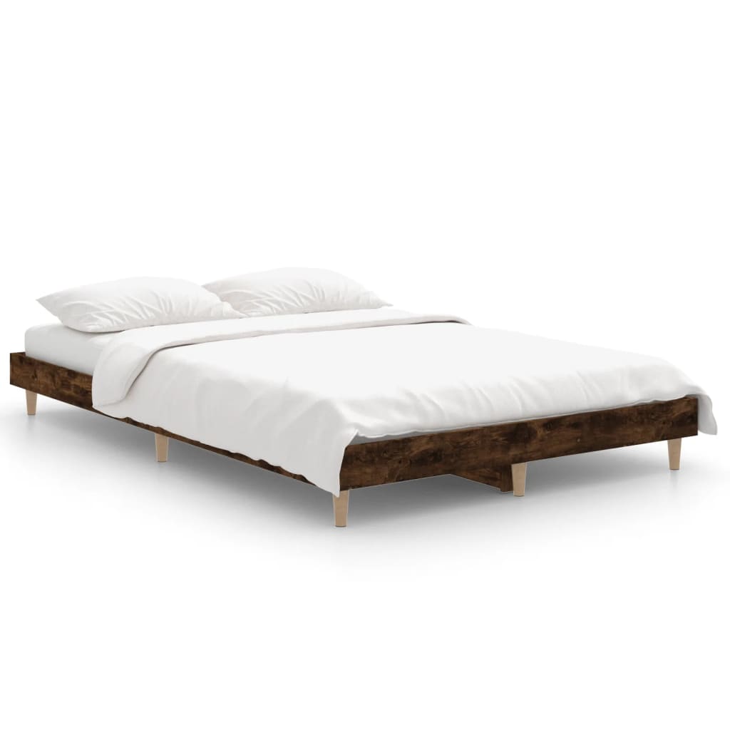 Bed Frame without Mattress Smoked Oak 120x190 cm Small Double Engineered Wood | Luxury Home Accessories | Heulog Glow