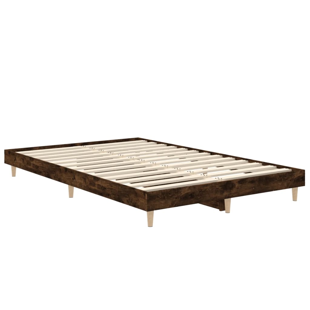 Bed Frame without Mattress Smoked Oak 120x190 cm Small Double Engineered Wood | Luxury Home Accessories | Heulog Glow