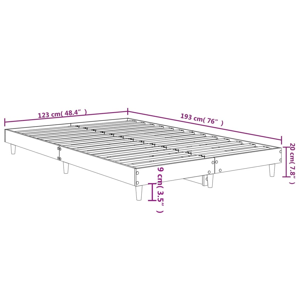 Bed Frame without Mattress Smoked Oak 120x190 cm Small Double Engineered Wood | Luxury Home Accessories | Heulog Glow