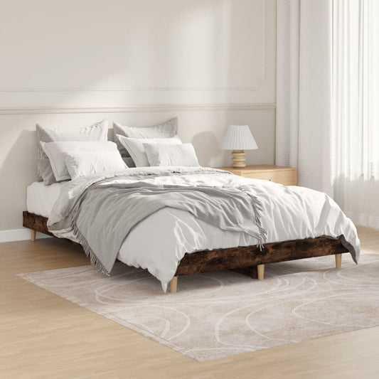 Bed Frame without Mattress Smoked Oak 120x190 cm Small Double Engineered Wood | Luxury Home Accessories | Heulog Glow