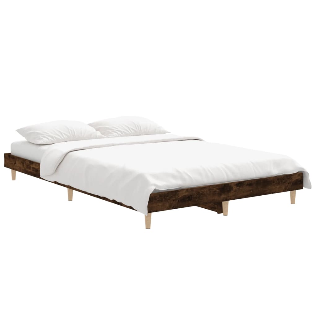 Bed Frame without Mattress Smoked Oak 120x190 cm Small Double Engineered Wood | Luxury Home Accessories | Heulog Glow