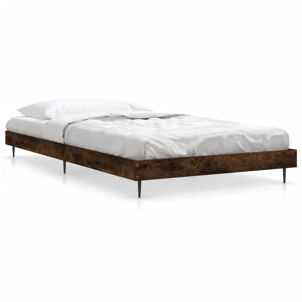 Bed Frame without Mattress Smoked Oak 90x190 cm Single Engineered Wood | Luxury Home Accessories | Heulog Glow