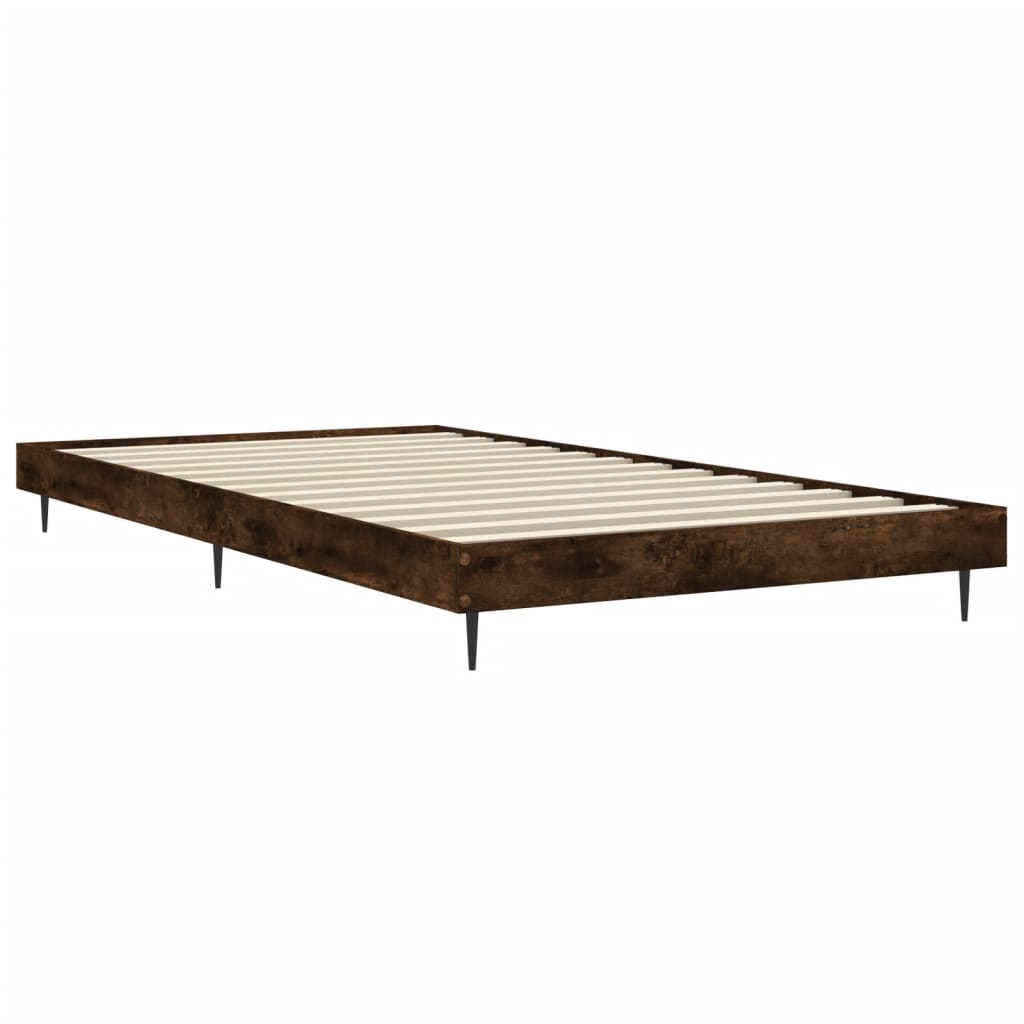 Bed Frame without Mattress Smoked Oak 90x190 cm Single Engineered Wood | Luxury Home Accessories | Heulog Glow