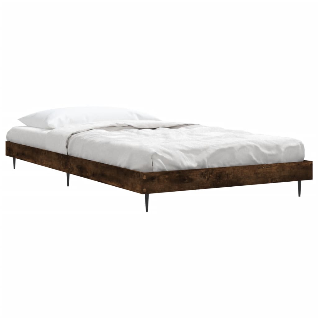 Bed Frame without Mattress Smoked Oak 90x190 cm Single Engineered Wood | Luxury Home Accessories | Heulog Glow