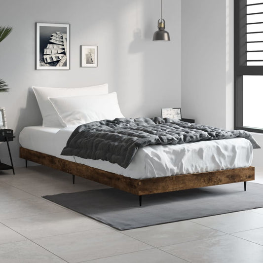 Bed Frame without Mattress Smoked Oak 90x190 cm Single Engineered Wood | Luxury Home Accessories | Heulog Glow
