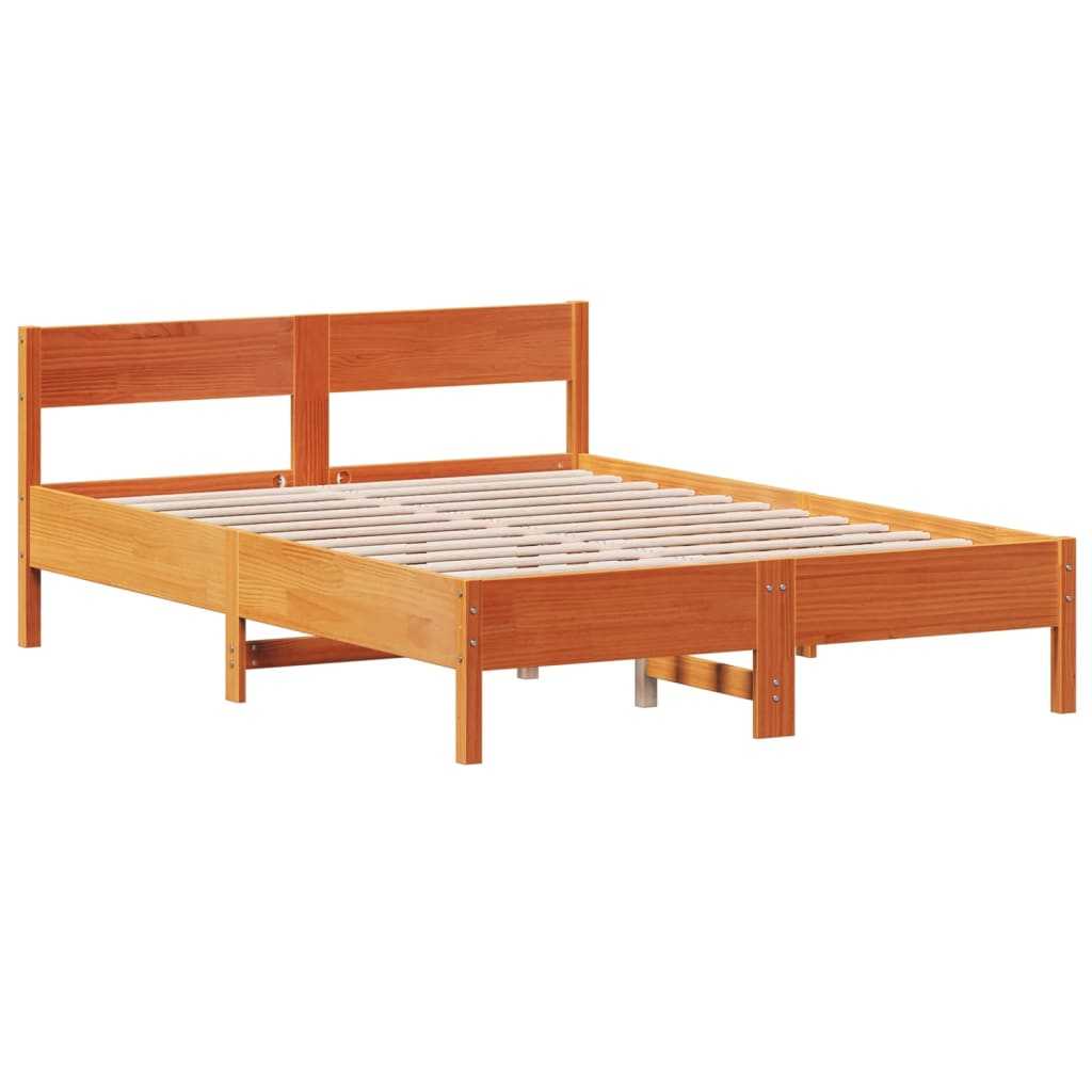 Bed Frame without Mattress Wax Brown 120x200 cm Solid Wood Pine | Luxury Home Accessories | Heulog Glow
