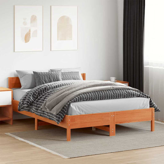 Bed Frame without Mattress Wax Brown 120x200 cm Solid Wood Pine | Luxury Home Accessories | Heulog Glow