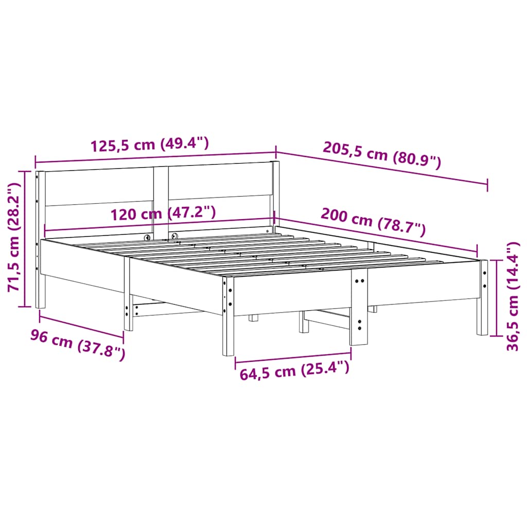 Bed Frame without Mattress Wax Brown 120x200 cm Solid Wood Pine | Luxury Home Accessories | Heulog Glow
