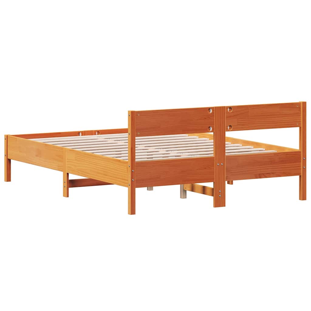 Bed Frame without Mattress Wax Brown 120x200 cm Solid Wood Pine | Luxury Home Accessories | Heulog Glow