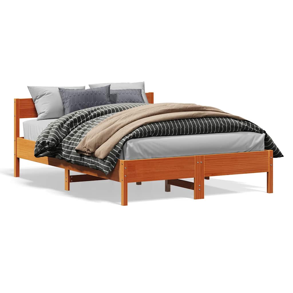 Bed Frame without Mattress Wax Brown 120x200 cm Solid Wood Pine | Luxury Home Accessories | Heulog Glow