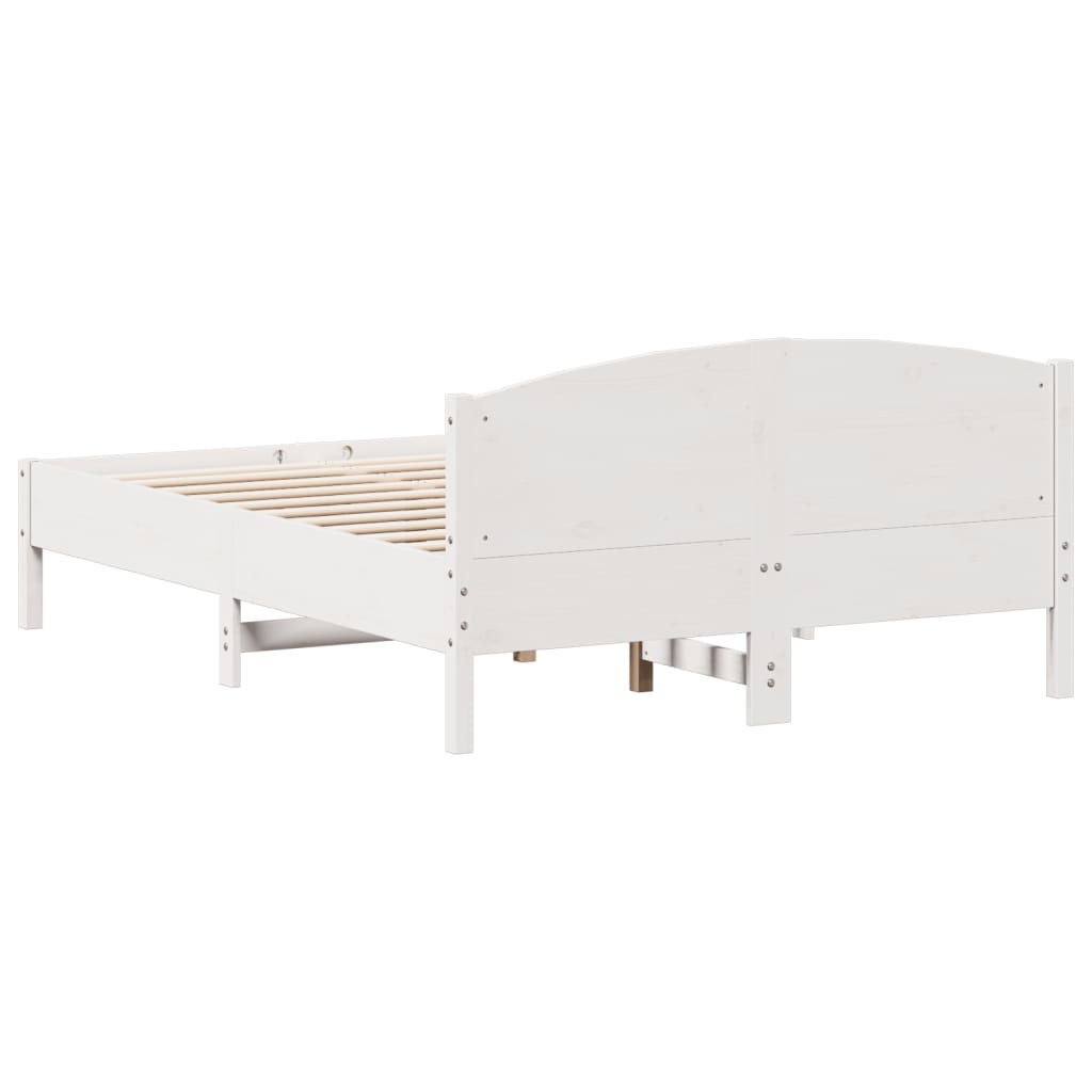 Bed Frame without Mattress White 140x190 cm Solid Wood Pine | Luxury Home Accessories | Heulog Glow