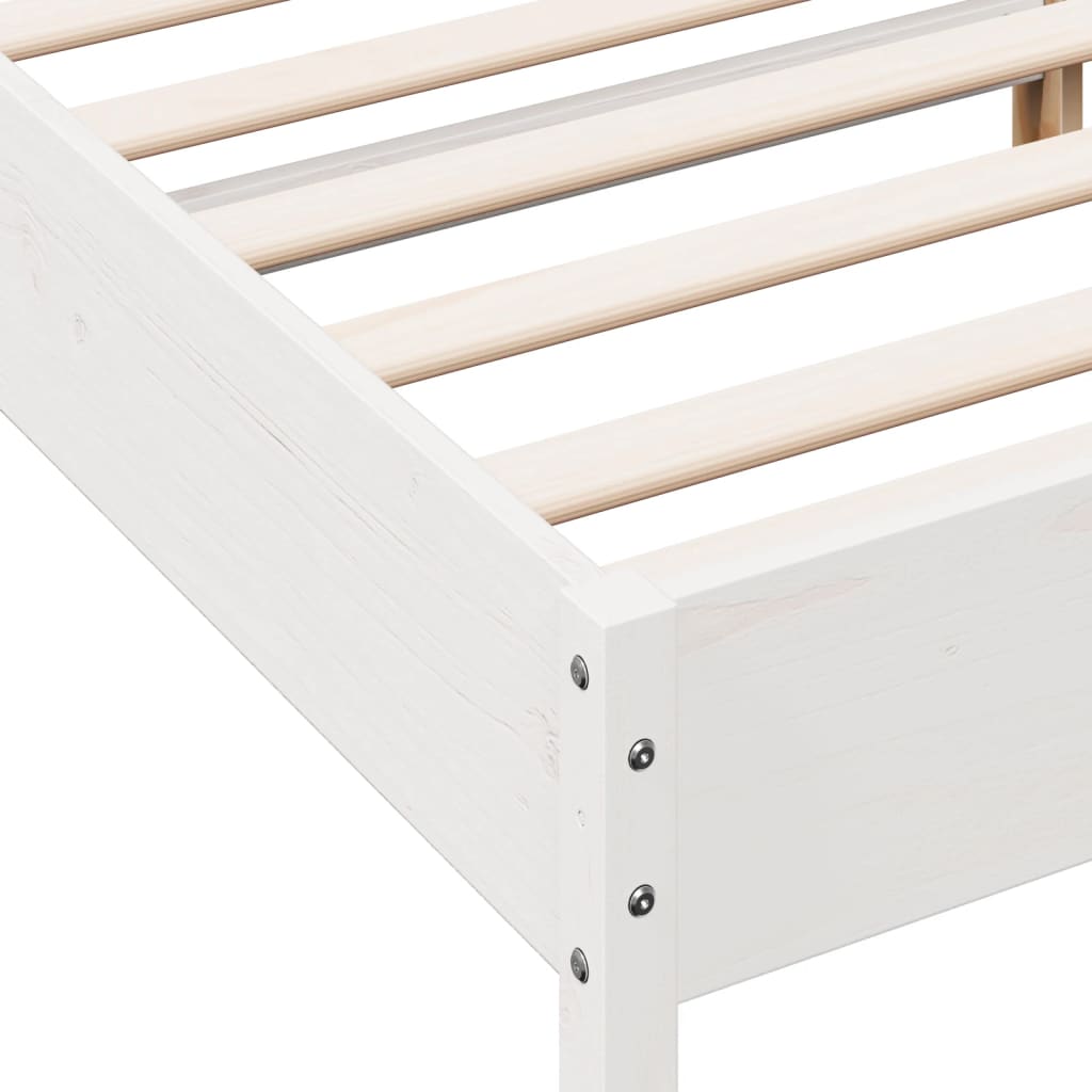Bed Frame without Mattress White 140x190 cm Solid Wood Pine | Luxury Home Accessories | Heulog Glow