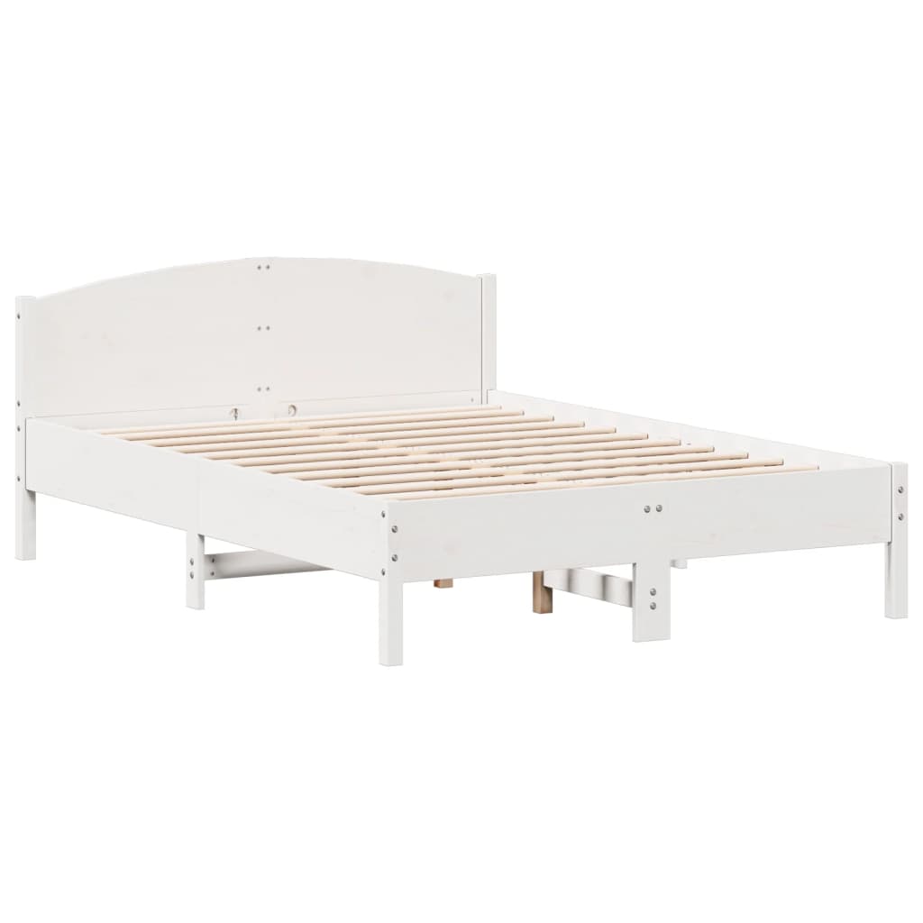 Bed Frame without Mattress White 140x190 cm Solid Wood Pine | Luxury Home Accessories | Heulog Glow