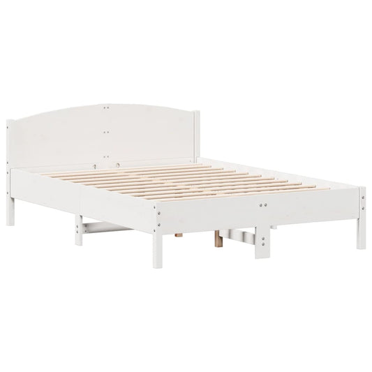 Bed Frame without Mattress White 140x190 cm Solid Wood Pine | Luxury Home Accessories | Heulog Glow