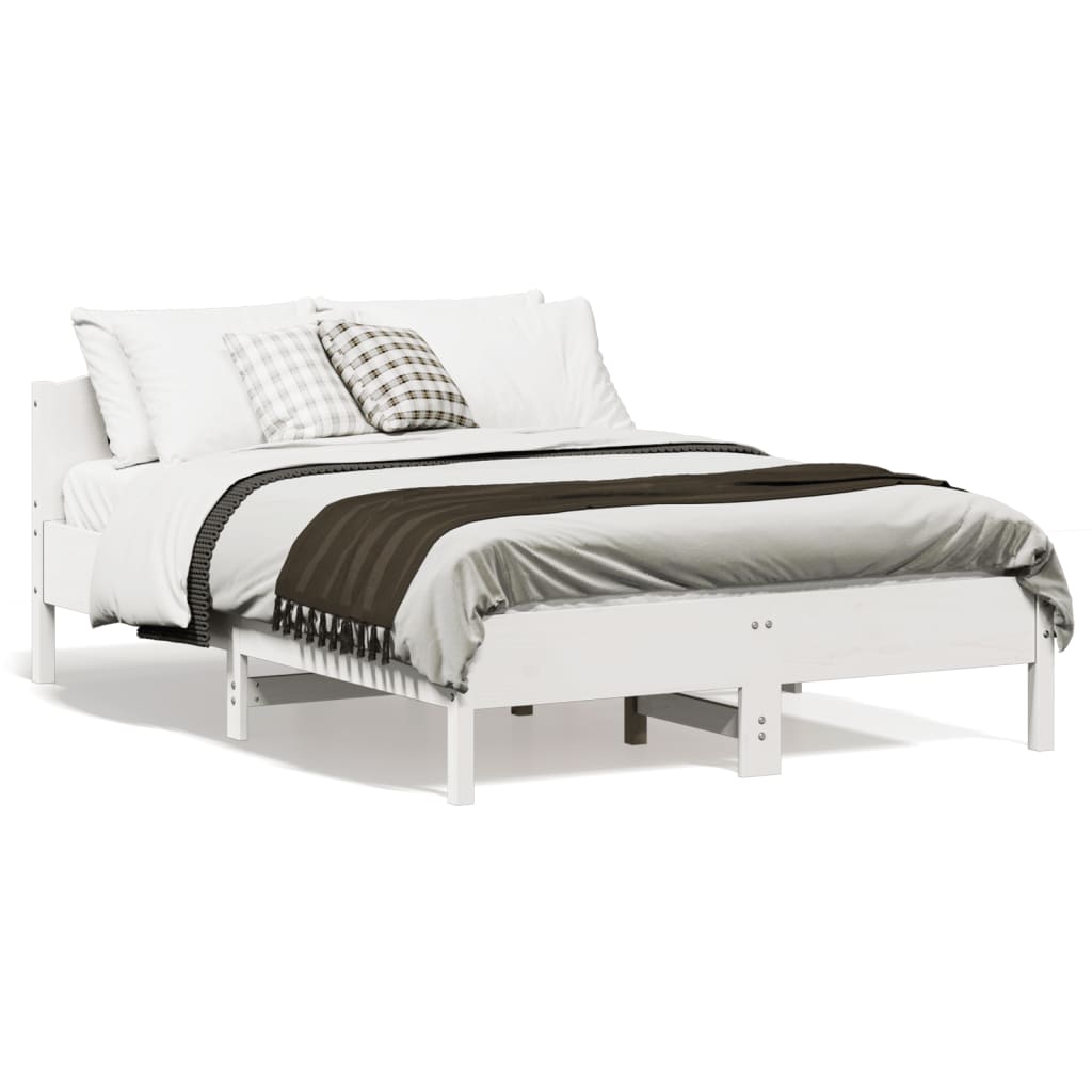 Bed Frame without Mattress White 140x190 cm Solid Wood Pine | Luxury Home Accessories | Heulog Glow