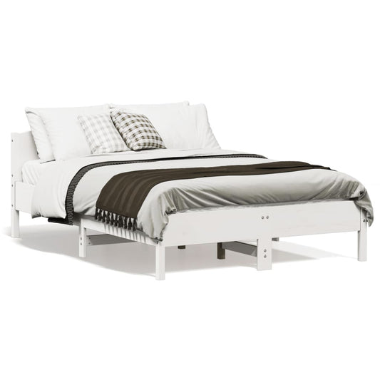 Bed Frame without Mattress White 140x190 cm Solid Wood Pine | Luxury Home Accessories | Heulog Glow