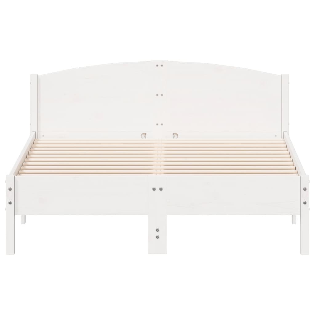 Bed Frame without Mattress White 140x190 cm Solid Wood Pine | Luxury Home Accessories | Heulog Glow