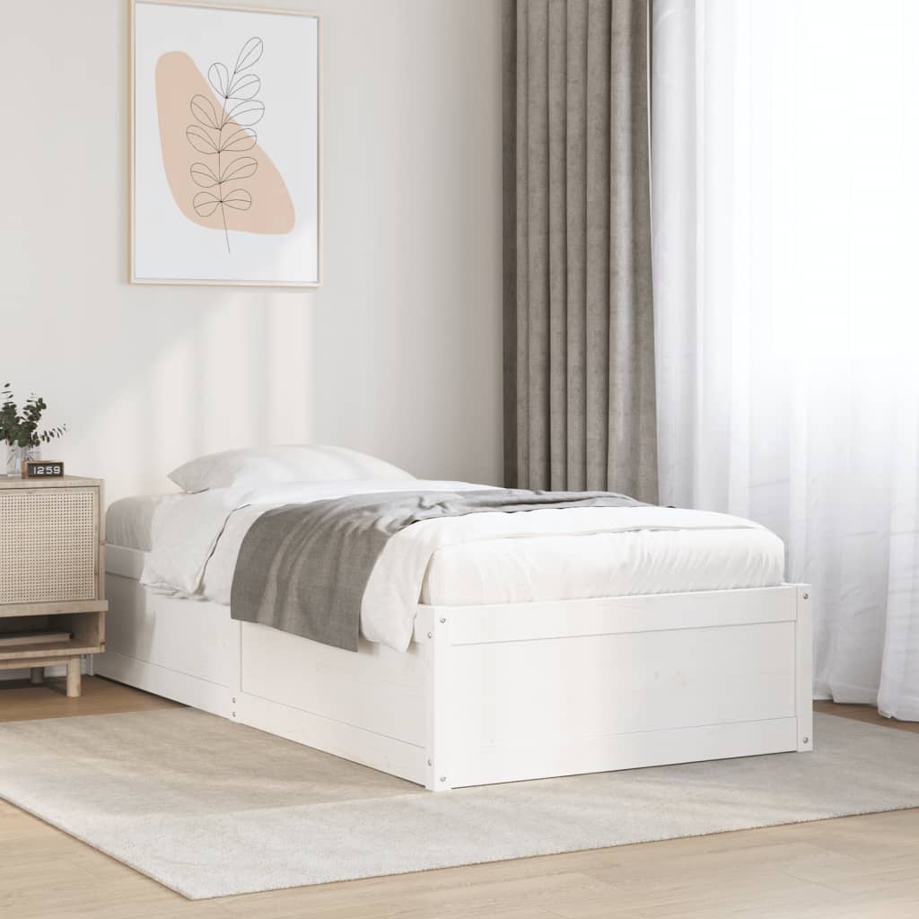 Bed Frame without Mattress White 90x190 cm Single Solid Wood Pine | Luxury Home Accessories | Heulog Glow