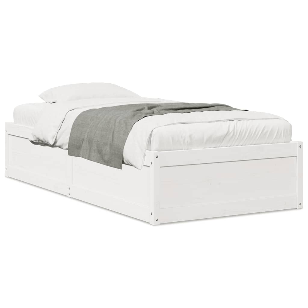 Bed Frame without Mattress White 90x190 cm Single Solid Wood Pine | Luxury Home Accessories | Heulog Glow