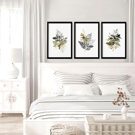 Artwork for Bedroom Walls | Grey Set of 3 Prints