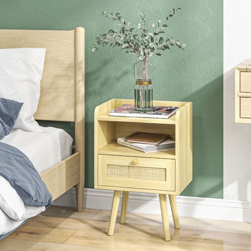 Bedside Tables, Set of 2, Boho Side End Table w/ Drawer, Storage Compartment | Luxury Home Accessories | Heulog Glow