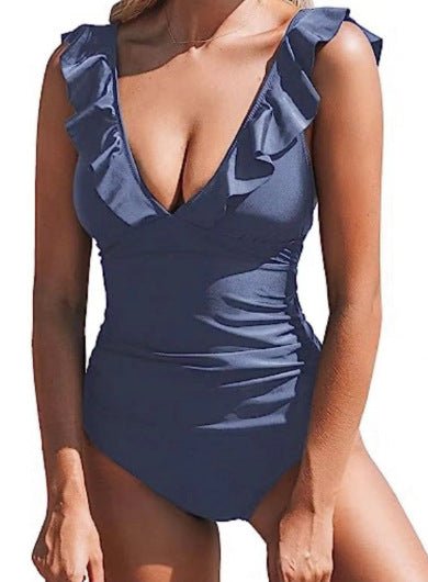 Belly One-piece V-neck Flounce Lace-up Multi-color Women's Swimsuit | Luxury Home Accessories | Heulog Glow