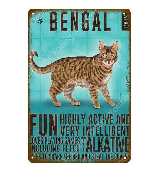 Bengal Cat Tin Sign | Luxury Home Accessories | Heulog Glow