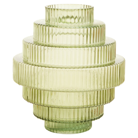 Benka Large Green Ribbed Glass Vase | Luxury Home Accessories | Heulog Glow