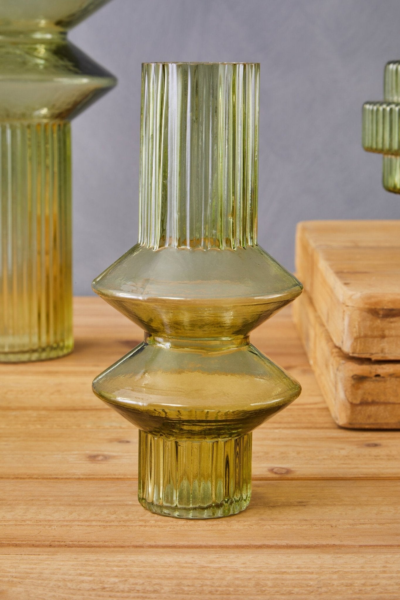 Benka Small Green Glass Vase | Luxury Home Accessories | Heulog Glow
