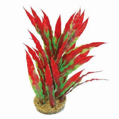 Betta 10Inch Green and Red Plastic Plant With Sand Base | Luxury Home Accessories | Heulog Glow