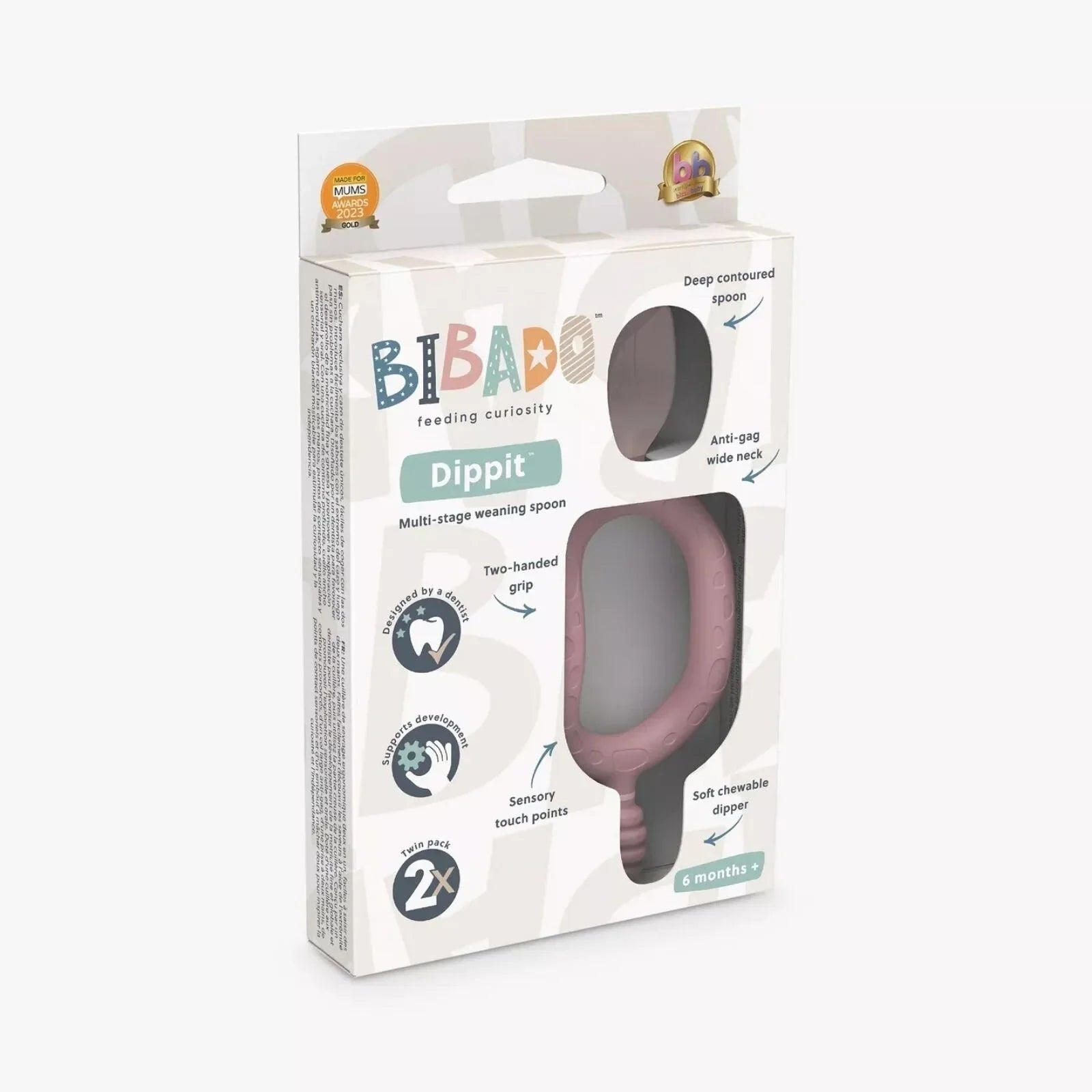Bibado Dippit Baby Weaning Spoons 6+ months Pack of 2 - Blush | Luxury Home Accessories | Heulog Glow