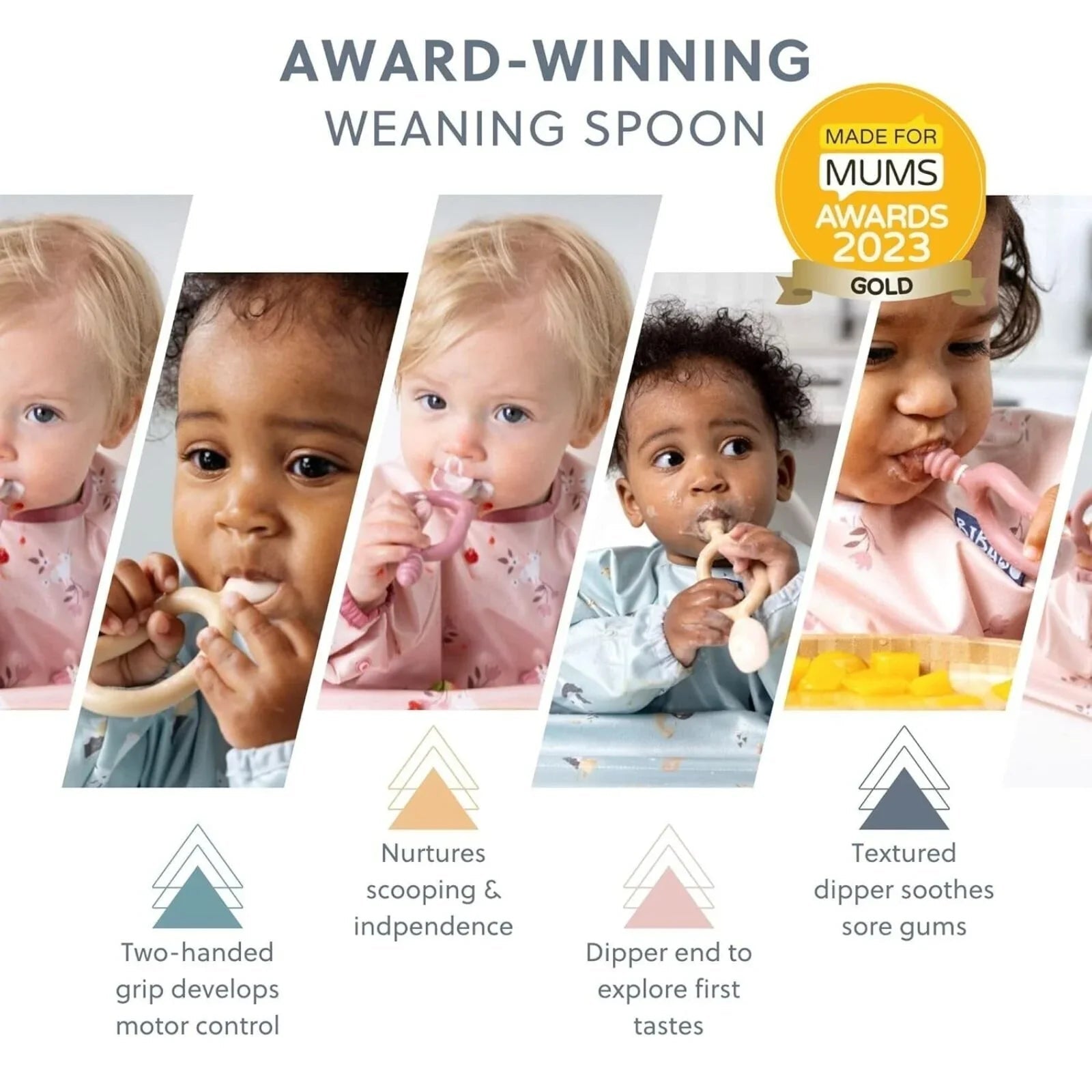 Bibado Dippit Baby Weaning Spoons 6+ months Pack of 2 - Blush | Luxury Home Accessories | Heulog Glow