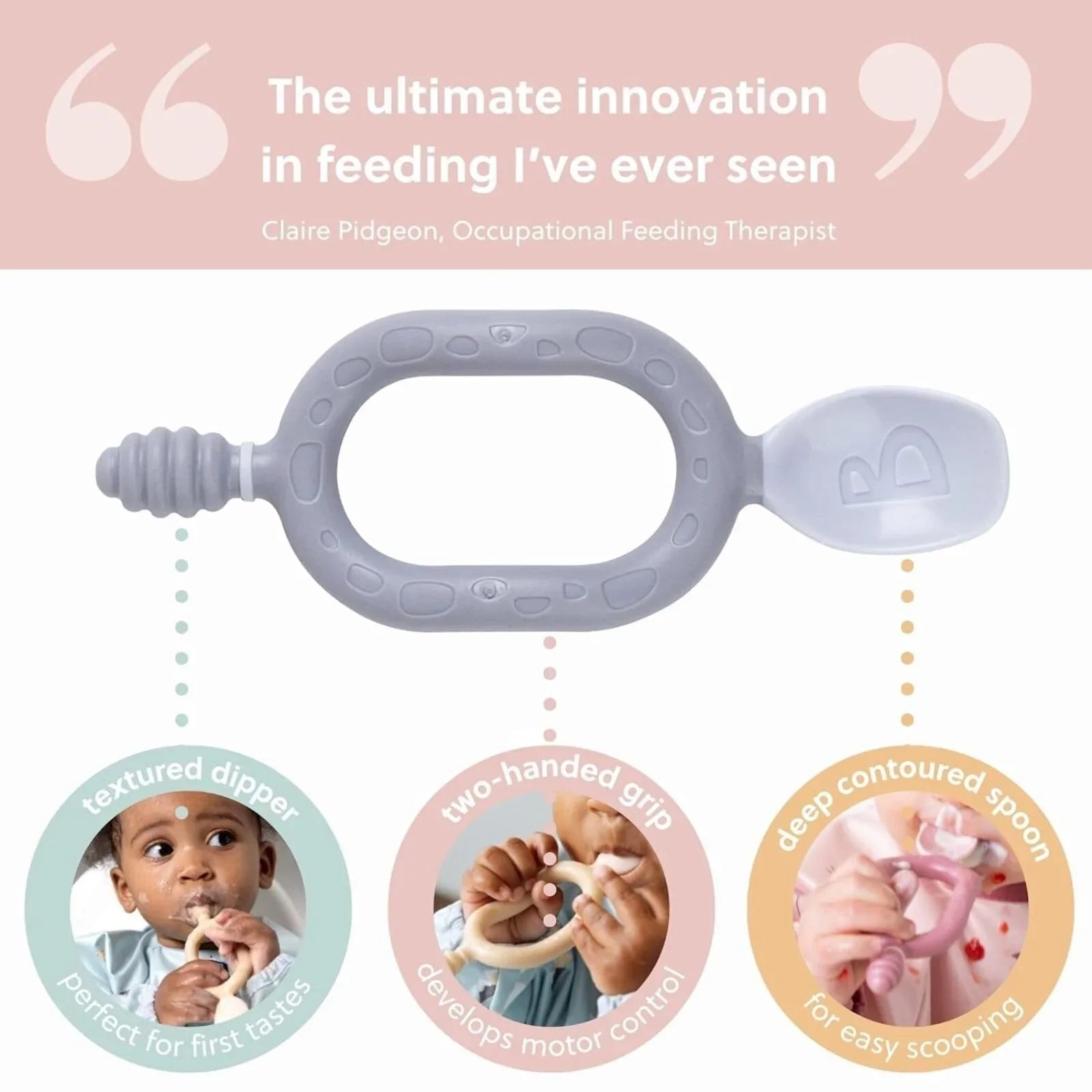 Bibado Dippit Baby Weaning Spoons 6+ months Pack of 2 - Blush | Luxury Home Accessories | Heulog Glow