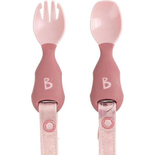 Bibado Handi Cutlery Attachable Weaning Cutlery Set 6+ months Pack of 2 - Blush | Luxury Home Accessories | Heulog Glow