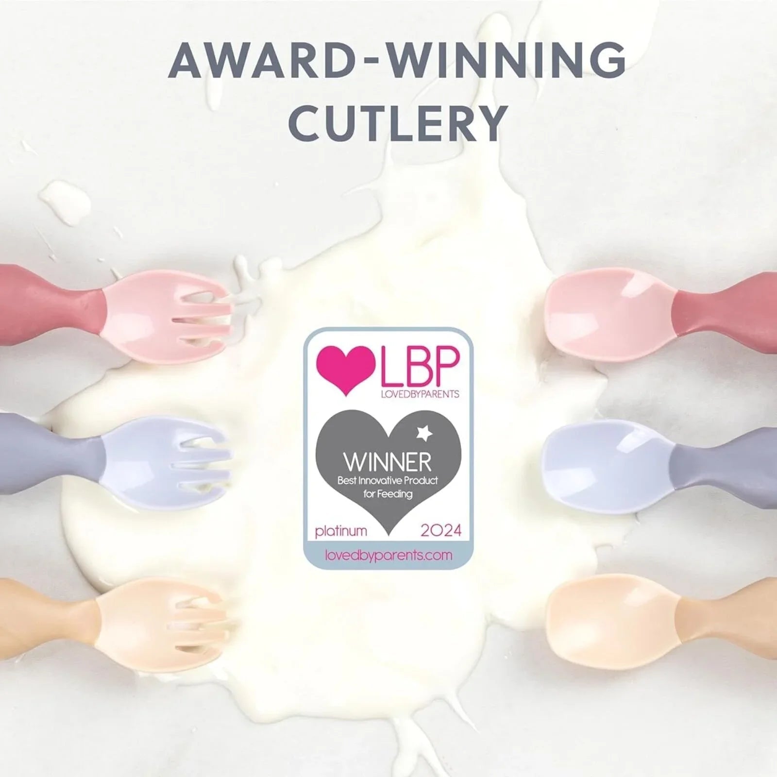 Bibado Handi Cutlery Attachable Weaning Cutlery Set 6+ months Pack of 2 - Fawn | Luxury Home Accessories | Heulog Glow