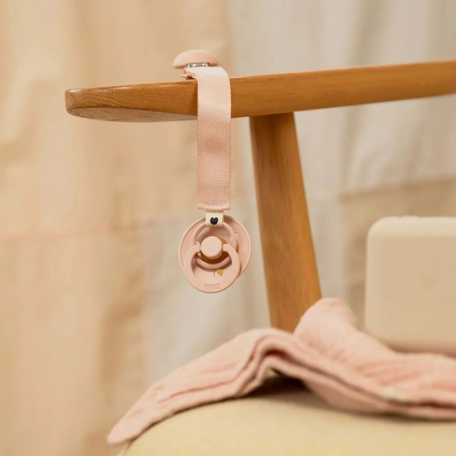 BIBS Soother Clip Ribbon - Blush | Luxury Home Accessories | Heulog Glow
