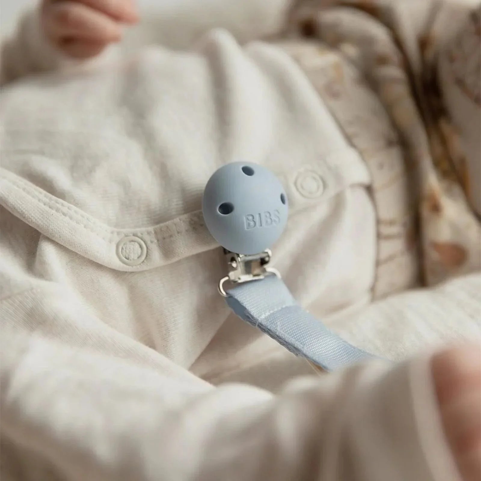 BIBS Soother Clip Ribbon - Dusty Blue | Luxury Home Accessories | Heulog Glow