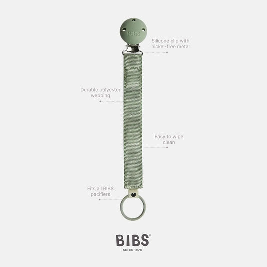 BIBS Soother Clip Ribbon - Sage | Luxury Home Accessories | Heulog Glow