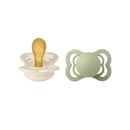 BIBS Supreme Latex Soothers 0-6 months Pack of 2 - Ivory & Sage | Luxury Home Accessories | Heulog Glow