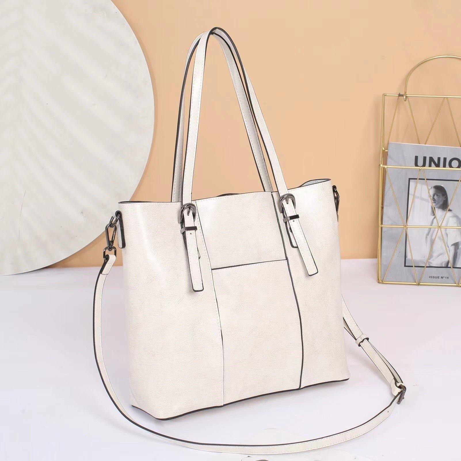 Big Bag Genuine Leather Capacity Cowhide Messenger Bag Female Hand-held Tote | Luxury Home Accessories | Heulog Glow