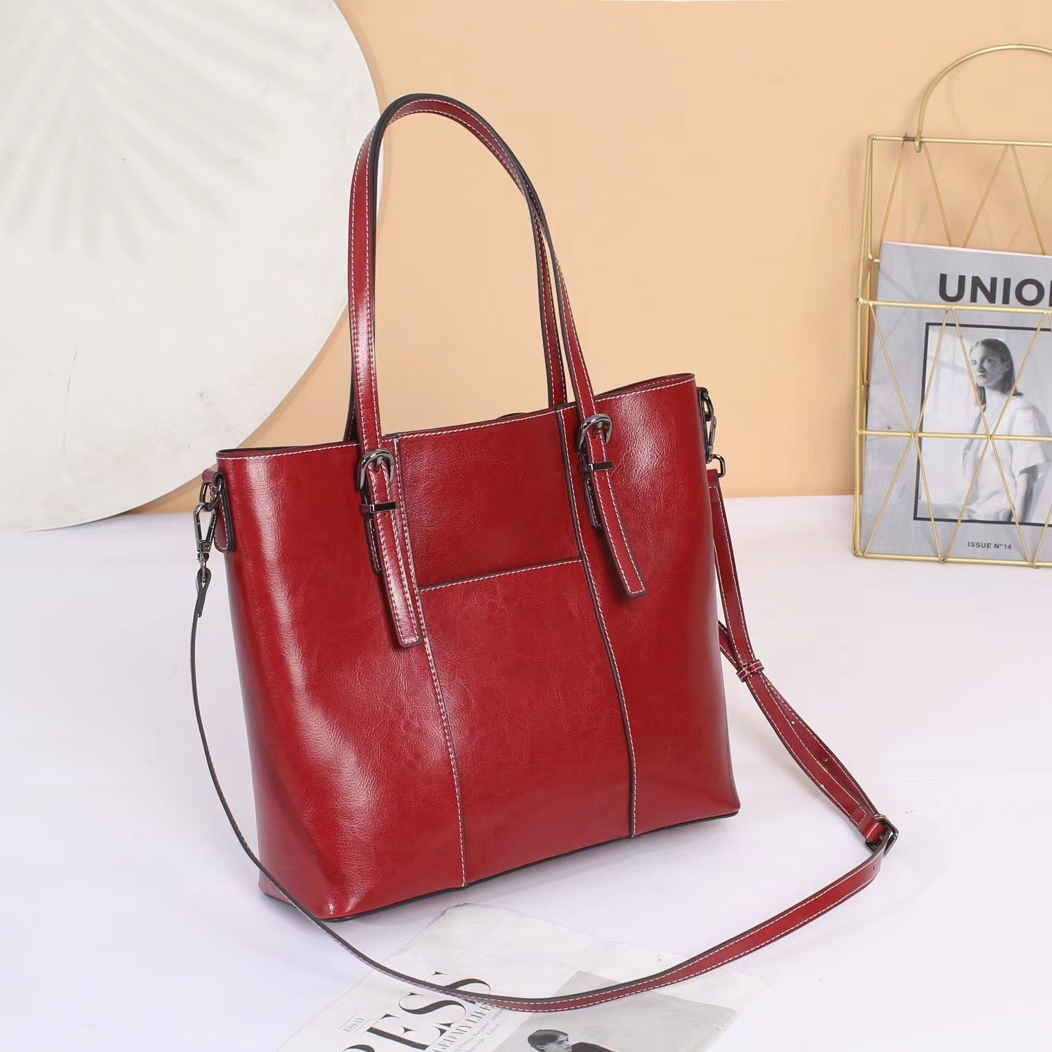 Big Bag Genuine Leather Capacity Cowhide Messenger Bag Female Hand-held Tote | Luxury Home Accessories | Heulog Glow